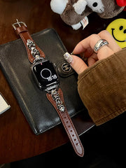 YICKYUE - Retro Real Leather Strap For Apple Watch 38mm 40 41mm 42mm 45mm 46mm 49mm Women Bracelet Band For iWatch Ultra 10 9 8 SE 7 6 5 4