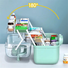 3 Tiers Plastic First Aid Kit Medicine Box Folding Portable Storage Family Emergency Kit Drawer Organizer for Home Car Accessory