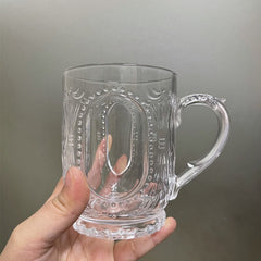 Ins European Juice Cup Relief French Luxury Glass Cup With Milk Cup Restaurant Breakfast Retro Cup