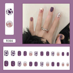 24pcs/box Lovely Cute Flower Fairy Style Fake Nails Full Cover Nails Long Nail With Glue Presson Nails Packaging Wearable Nail
