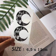 Black Moon Flower Fake tattoo Water Transfer Waterproof Temporary Sticker Women Men sexy Beauty Body Art Cool Stuff Arm Art