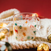 Yickyue 450ml Creative Christmas Mugs Transparent Glass Heat Resistant Mug With Handle Couples Milk Coffee Breakfast Cup Tea Drinkware