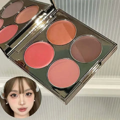 YICKYUE - Retro Reddish Brown Blusher Palette Multi-purpose Nude Cream Cheek Blush Contour Lip Mud Natural Matte Face Rouge Shadow Palette