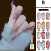 YICKYUE - Glitter Gel Nail Polish Sequins Shiny Soak Off UV LED Varnish Nail Art Semi-permanent Varnish Nails Manicure 12 Colors