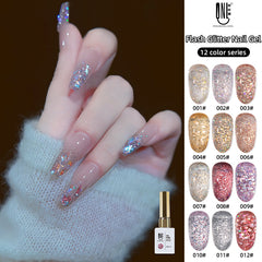 YICKYUE - Glitter Gel Nail Polish Sequins Shiny Soak Off UV LED Varnish Nail Art Semi-permanent Varnish Nails Manicure 12 Colors