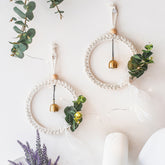 Macrame Wall Hanging Woven Tapestry Wreath with Bell Boho Decor Wall Art Bedroom Living Room Dorm Backdrop Home Decoration Gift