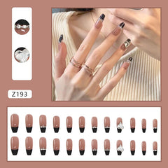 False Nails Set Heart Diamond Nail Art Wearable Press On Fake Nails Tips 24pcs/box With Wearing Tools As Gift