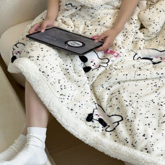 Yickyue Cute Dog Printed Plush Blanket Coral Fleece Sofa Cover Cartoon Blanket Shawl Blanket Warm Soft Blanket For Bed Throw Blanket