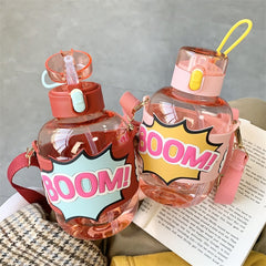 750ML Creative Water Bottles with Straw Portable Straw Water Cup Big Belly Cup Water Bottle Large Capacity Leak-proof Water Cup