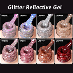 YICKYUE - 15ml Red Reflective Shining Nail Gel Polish Sparkling Semi Permanent Soak Off UV Gel Glitter DIY Nail Art for Winter