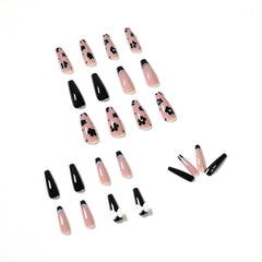 24Pcs/set French Fake Nails With Designs Reusable Stick On Nails Press On Full Cover Long False Nail Set Full for Nail Extension