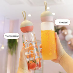 Plastic Kawaii Cup Water Bottle BPA Free Transparent Water Bottles Reusable Tumbler Cup Frosted Outdoor Sport Travel Bottle