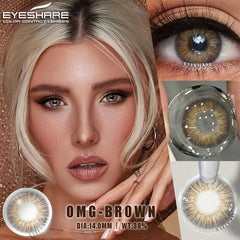 YICKYUE 1 Pair Colored Contact Lenses for Eyes Blue Eye Lenses Gray Pupil Lenses Green Eye Natural Brown Lens Beauty Makeup