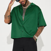 Hearujoy Vintage Diagonal Stripe Print Shirts For Men Fashion Casual Loose Cardigan Tops Summer New Blouse Shirt Male Streetwear