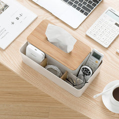 Wood Tissue Box Multifunction Storage Box Desktop Organizer for TV Remote Control Phone Holder Cosmetic Container Napkin Holder