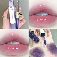 Yickyue 4 Colors Glitter Water Light Lip Gloss Double-end Mirror Shimmer Lip Glaze Waterproof Lasting Not Fade Lip Tint Liquid Lipstick