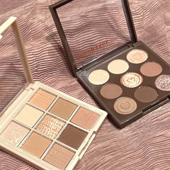 Yickyue Button Knit Pattern 9 Color Eyeshadow Tray Matte Oatmeal Eyeshadow Pigment Powder Korean Autumn Winter Makeup Kit Professional