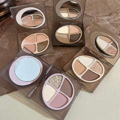 Yickyue Chestnut Matte Eye Shadow Contour Palette Makeup 4 Colors Long-Lasting Face Highlighters Make Up Contouring Powder Cosmetics