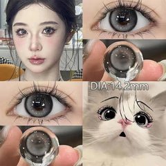 YICKYUE - New 2pcs Natural Colored Contact Lenses with Prescription Myopia Black Eye Lenses Soft Fashion Lenses Korea Beauty Pupil