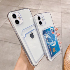 Luxury Transparent Card Slot Phone Case For iPhone 11 12 Pro Max Mini X Xs XR 7 8 Plus SE 2 Silicone Shockproof Soft Cover