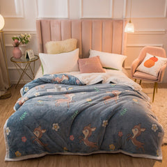 220x230cm 220x240cm Thicken Warm Winter Duvet Cover Lovely Flower Animal Printed Fleece Quilt Cover 1pc Bedding Comforter Case