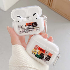 Transparent soft silicone label earphone case for airpod 1 2 3 pro cases retro code clear cover wireless Bluetooth charging box