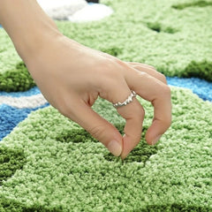 YICKYUE - Cartoon Earth Round Rug For Bedroom Home Decor Soft Kids Play Floor Mat Thick Tufted Children Crawling Tatami Carpet