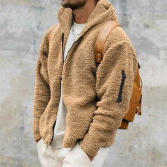 Hearujoy New Men's Hooded Jacket Autumn Winter Solid Polar Fleece Warm Long Sleeve Casual Loose Coat Fashion Hoodies Outerwear For Men
