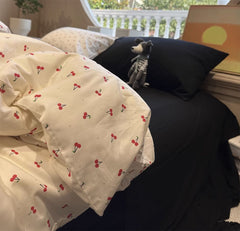 YICKYUE Cute sweet cartoon cherry bedding set teen,twin full queen king lovely cotton home textile bed sheet pillow case quilt cover