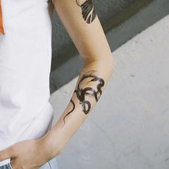 Waterproof Temporary Sticker Black Ink Snake Flash Tattoo Arm Body Art Fake Tatto