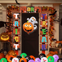 YICKYUE - Halloween Balloons Garland Kit Foil Balloons Door Couplet For Kids Halloween Theme Party Background Classroom Decorations Toys