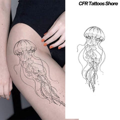 YICKYUE - Jellyfish Herbal Juice Tattoo Stickers Arm Thigh Waterproof Fake Tatto Temporary Tattoos Sexy Hot Girls Tattoo Sticker Adult Y2K
