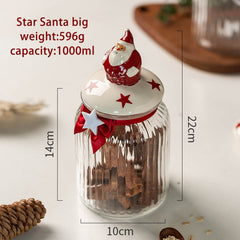 Glass Snack Candy Food Storage Jar Sealed Food Grade Silicone Lid Kitchen Cereal Containers Bottles Christmas Holiday Gift