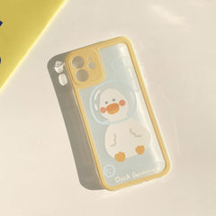 Duck swimming cute cartoon silicone phone case for iphone 12 mini 11 pro max xsmax 7 8 plus x xr lovely animal conque cover