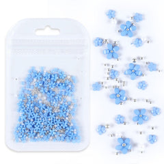 5g Acrylic Flower Nail Art Decoration Mixed Size White Rhinestones Silver Gem Manicure Tool Accessories For DIY Nail Design