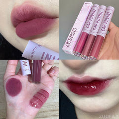 Yickyue Double Head Purple Lipstick Velvet Lip Gloss Mirror Liquid Lip Tint Pigment Long Lasting Easy To Color Girl Gift Makeup Cosmetic