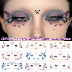 YICKYUE - Fairy Butterfly Wings Tattoo Sticker Waterproof Lasting Eyes Face Body Art Fake Tattoos for Women Makeup Dance Music Festival