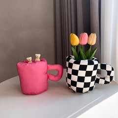 Mug Shape Pencil Holder Cotton Pen Stationery Jewelry Storage Pot for Office Cute Desktop Makeup Brush Ornaments Organizer