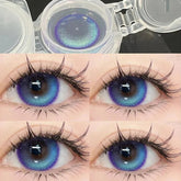 YICKYUE - 1pair/2pcs Blue Comic Eye Fashion Color Contact Lenses Lady with Eye Contact Soft Color Cosmetics Year with Natural Lenses