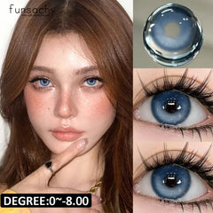 YICKYUE - 2PCS Natural Color Contact Lenses for Eyes with Diopter Myopia Yearly Use green Beauty Pupils grey colorcon Nature Lens
