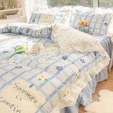 YICKYUE - Korean Bed Skirt Pure Cotton Bed Four-piece Set 100 Cotton