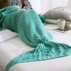 Sofa Blankets Mermaid Solid Color For Nap Throw Knitted Blanket Air Condition Blankets For Beds Winter
