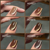 YICKYUE - 1-6PCS Autumn Moon Night Cat Eye Gel Nail Polish 2025 Autumn and Winter Classic Black Chocolate Amber Brown Nail Art Supplies