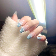 24pcs press on nails coffin Blue Clouds Wear Long Paragraph Fashion Manicure Patch False Nails Save Time Wearable Nail Patch TY