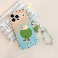 YICKYUE - Ins Cute Cartoon Fun 3D Flower Coconut Bead Bracelet Phone Case for iPhone 16 15 14 13 Pro Max Back Cover Fund