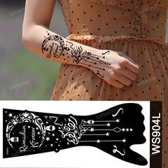 YICKYUE - 1 Sheet Flower Lace Henna Stencil Body Art Temporary Tattoo Sticker Airbrush Print Stencil Stamp Plates Template Mandala Wedding