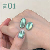 YICKYUE - 12ML 1-16PCS 2025 New Nail Supplies Huai Shui Bamboo Pavilion Strobe Green Glass Bead Cat Eye Magnetic Gel Polish Summer Nails