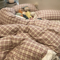 YICKYUE - Vintage geometric plaid bedding set,single double cotton twin full queen King home textile bed sheet pillow case duvet cover