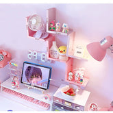 Punch-free Pink Wall Shelf Girl Heart Dormitory Bedside Frame Cosmetic Wooden Girl Bedroom Desktop Storage Wall Shelf