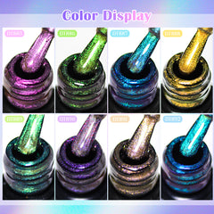 YICKYUE - 7ml Sparkly Magnetic Nail Gel Polish Glitter Aurora DIY Nail Art Gel For Nails Semi Permanent Painting UV LED Vernis
